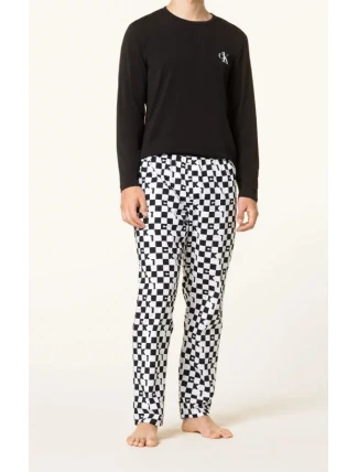 Pánske pyžamo NM2019E 6OE čierna / biela - Calvin Klein