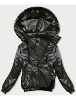 Krátka bunda v army farbe s ozdobnými sťahovacími lemami (16M9087-136)