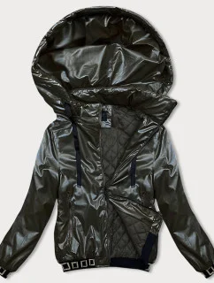 Krátka bunda v army farbe s ozdobnými sťahovacími lemami (16M9087-136)