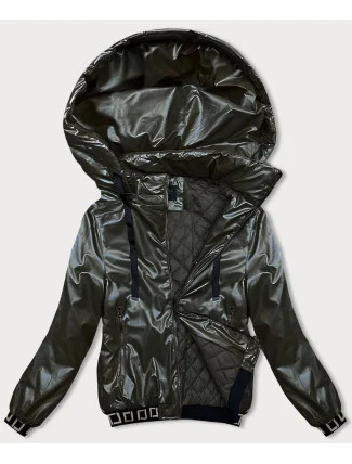 Krátka bunda v army farbe s ozdobnými sťahovacími lemami (16M9087-136)