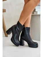 Botki Na Słupku Ze Skóry Naturalnej GOE OO2N4166-W2 Czarne