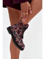 Botki Damskie Ocieplane W Kwiaty Artiker 57C1051 Różowe