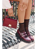 Dámske lakované topánky S Strappy Burgundy Terione Semi