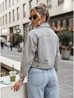 Dámska krátka džínsová bunda spraná LANDIA sivá FashionStreet TY5684 Dámska krátka džínsová bunda spraná LANDIA sivá FashionStreet TY5684
