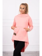 Mikina s dlhým chrbtom a kapucňou marhuľová