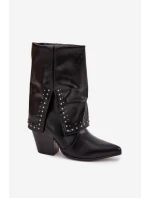 Kovbojky s obráceným kotníkem a zdobením zateplené Černé Inessia