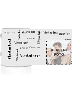 Personalizovaný klasický biely hrnček s objemom 300 ml s textom a fotografiou