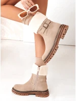 Dámske zateplené čižmy béžové FashionStreet ZY1228 Dámske zateplené čižmy béžové FashionStreet ZY1228