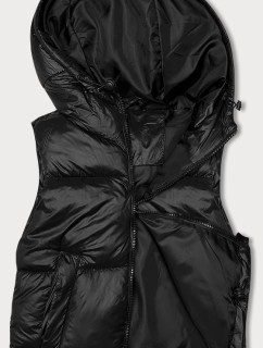 Dámska krátka čierna vesta s kapucňou J Style (5M3191-392)