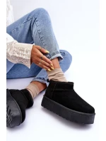 Zamszowe Śniegowce Na Platformie Czarne Corcoran