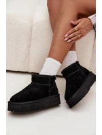 Zamszowe Śniegowce Damskie Na Platformie Vinceza 97962 Czarne