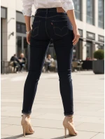 Dámske úzke džínsy s vysokým pásom tmavomodré FashionStreet UY2865 Dámske úzke džínsy s vysokým pásom tmavomodré FashionStreet UY2865