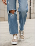 Dámske šnurovacie tenisky na hrubej podrážke béžovej farby FashionStreet ZY1379