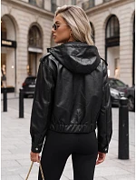 Dámska kožená bunda s kapucňou, čierna, FashionStreet TY5876 Dámska kožená bunda s kapucňou, čierna, FashionStreet TY5876