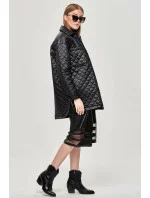 Tenká čierna dámska bunda s golierom (JIN225)