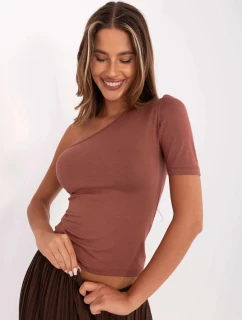 Dámske hnedé tričko na jedno rameno (190101)