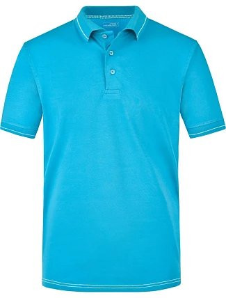 Daiber JN 569 Pánske elastické polo z džerseju 02.0569 aqua/biela