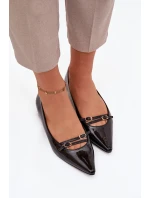 Lakované baleríny s proužky Černé Zarelia