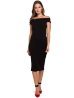 K001 Pletené šaty na ramená - čierne