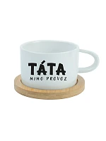 TÁTA MIMO PROVOZ – biely hrnček s makrónkou, 200 ml TÁTA MIMO PROVOZ – biely hrnček s makrónkou, 200 ml