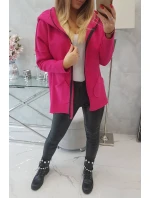 Zateplená mikina s predĺženým chrbtom a vreckami fuchsiová Zateplená mikina s predĺženým chrbtom a vreckami fuchsiová