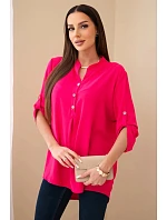 Blúzka s predĺženým chrbtom fuchsiová