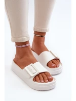 Damskie Piankowe Klapki Na Platformie Z Klamrą Big Star NN274A661 Białe