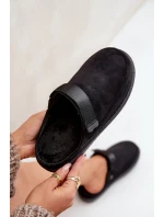 Ocieplane Kapcie Damskie Na Platformie Czarne Neliel