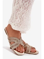 Dámské ploché zlaté pantofle Fariella