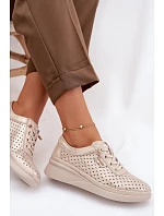 Kožené Ažurové Dámské Polobotky Vinceza 79603 Zlaté Kožené Ažurové Dámské Polobotky Vinceza 79603 Zlaté