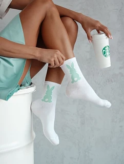 Dámské ponožky Králíček s ocáskem Bílomodré