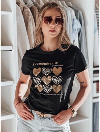 Dámske tričko so srdcom LOVETIK čierne FashionStreet RY2734 Dámske tričko so srdcom LOVETIK čierne FashionStreet RY2734