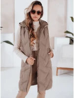 Dámska dlhá prešívaná vesta s kapucňou FashionStreet TY5098 Dámska dlhá prešívaná vesta s kapucňou FashionStreet TY5098