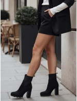 Dámske semišové čižmy na podpätku čierne FashionStreet ZY1298
