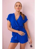 Krátky overal zviazaný v páse chrpovo modrý