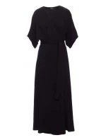 S406 Viskózové maxi šaty so zavinovacím vzorom - čierne