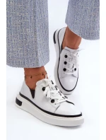 D&A Biele lakované dámske tenisky