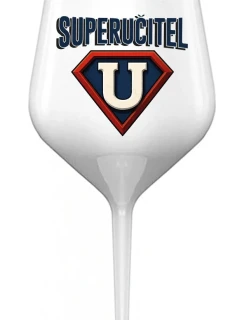 SUPERUČITEL (ZNAK) - bílá nerozbitná sklenice na víno 470 ml