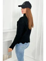 Sveter s ozdobným volánikom čierny