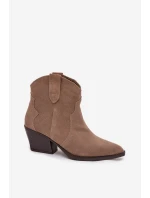 Wsuwane Botki Kowbojki Damskie Z Naturalnego Zamszu Beżowe Beretta