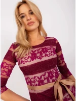 Dámske šaty LK SK 507231.71P Vínová s béžovou - Lakerta