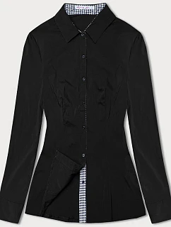 Blúzka s peplum vsadkami čierna (WD16113)