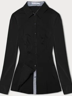 Čierna blúzka s pepitovými vsadkami (WD16113)