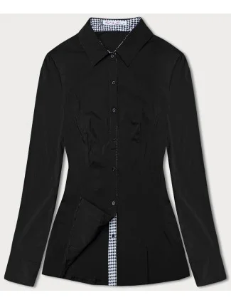 Čierna blúzka s pepitovými vsadkami (WD16113) Čierna blúzka s pepitovými vsadkami (WD16113)