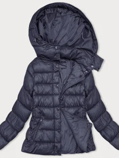 Tmavomodrá dámska prešívaná zimná bunda s kapucňou (YP-22075-2)