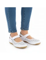 Dámska kožená poltopánka so suchým zipsom biela Jezzi 9763