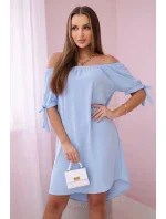 Šaty viazané na rukávy modré