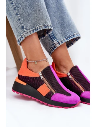 Skórzane Sneakersy Na Koturnie Maciejka 06853-15 Czarne