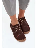 Skórzane Półbuty Damskie Z Przeszyciami Artiker 57C2114 Brązowe