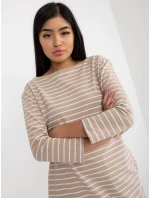 Dámske šaty LO SK LK 259.08 Béžová s bielou - Rue Paris